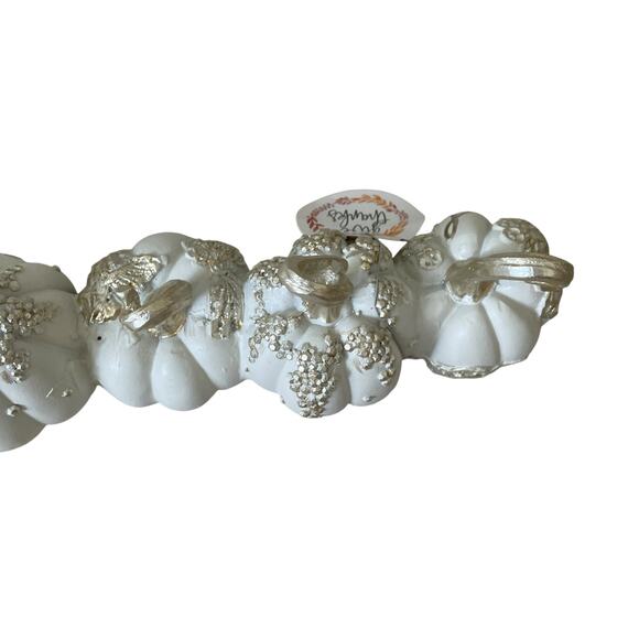 Give Thanks THANKFUL Pumpkins 17.5in Resin White & Gold Fall Designer Decor NEW - Picture 15 of 15